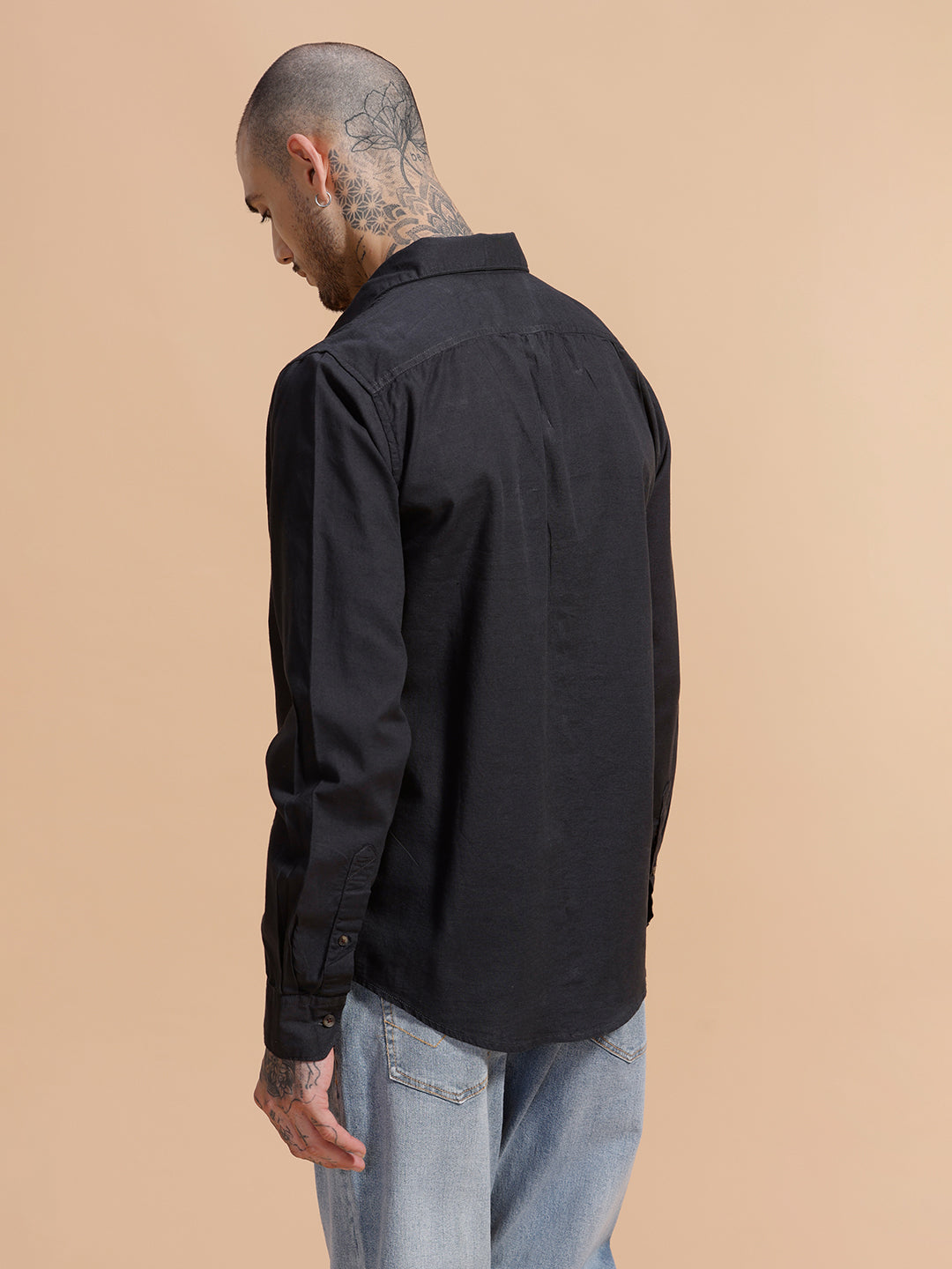 Solid Full Sleeve Cotton Shirt | Dark Grey