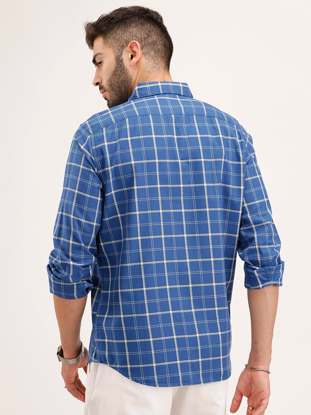 Regular Fit Checkered Shirt | Blue