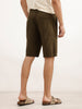 Classic Solid Slim Fit Pleated Shorts | Olive