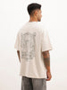 Classic Oversized Fit Back Print T-Shirt | Beige