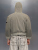 men's casual oversized crop fit front zipper hooded jacket | Olive