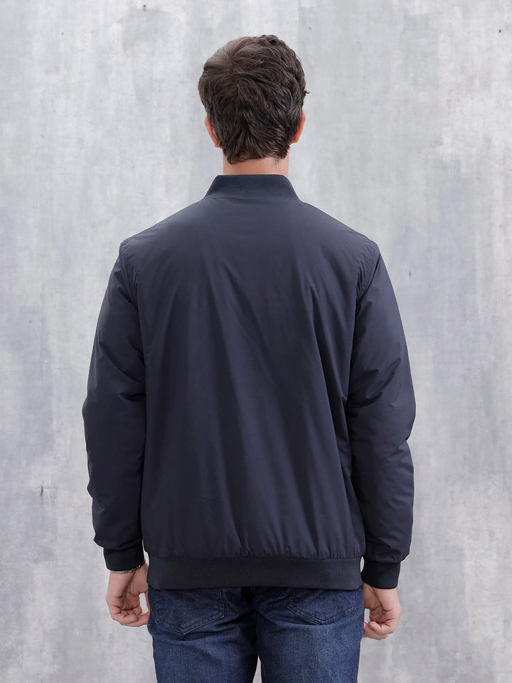 Men's Casual Solid Bomber Jacket  | Navy Blue