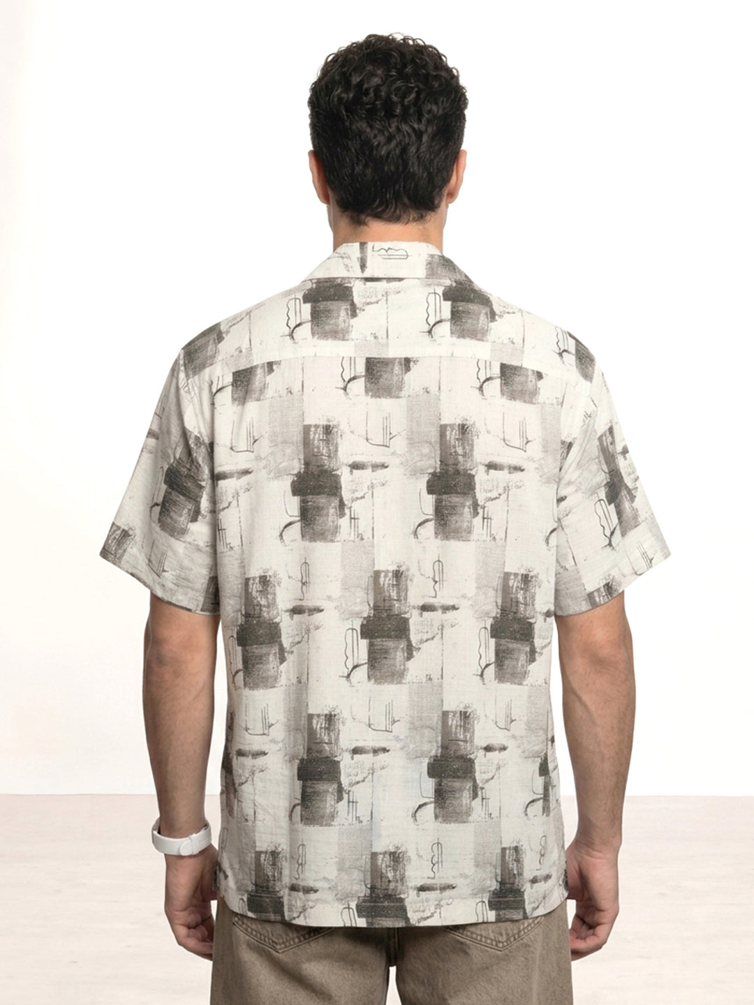 Comfort Fit AOP Half Sleeve Shirt | Off White