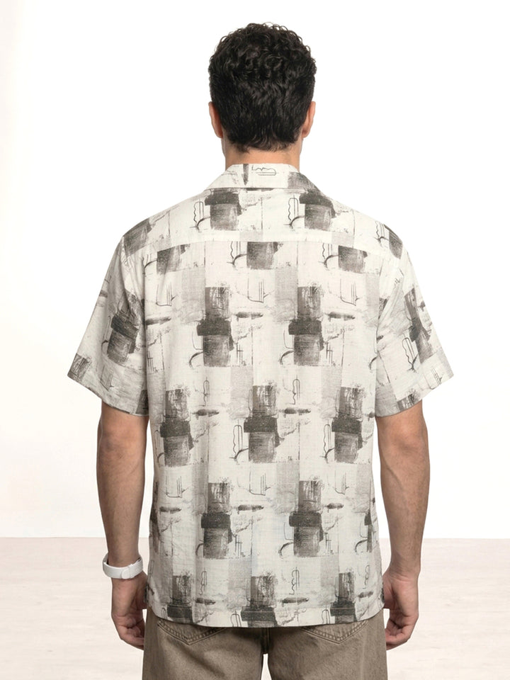 Comfort Fit AOP Half Sleeve Shirt | Off White