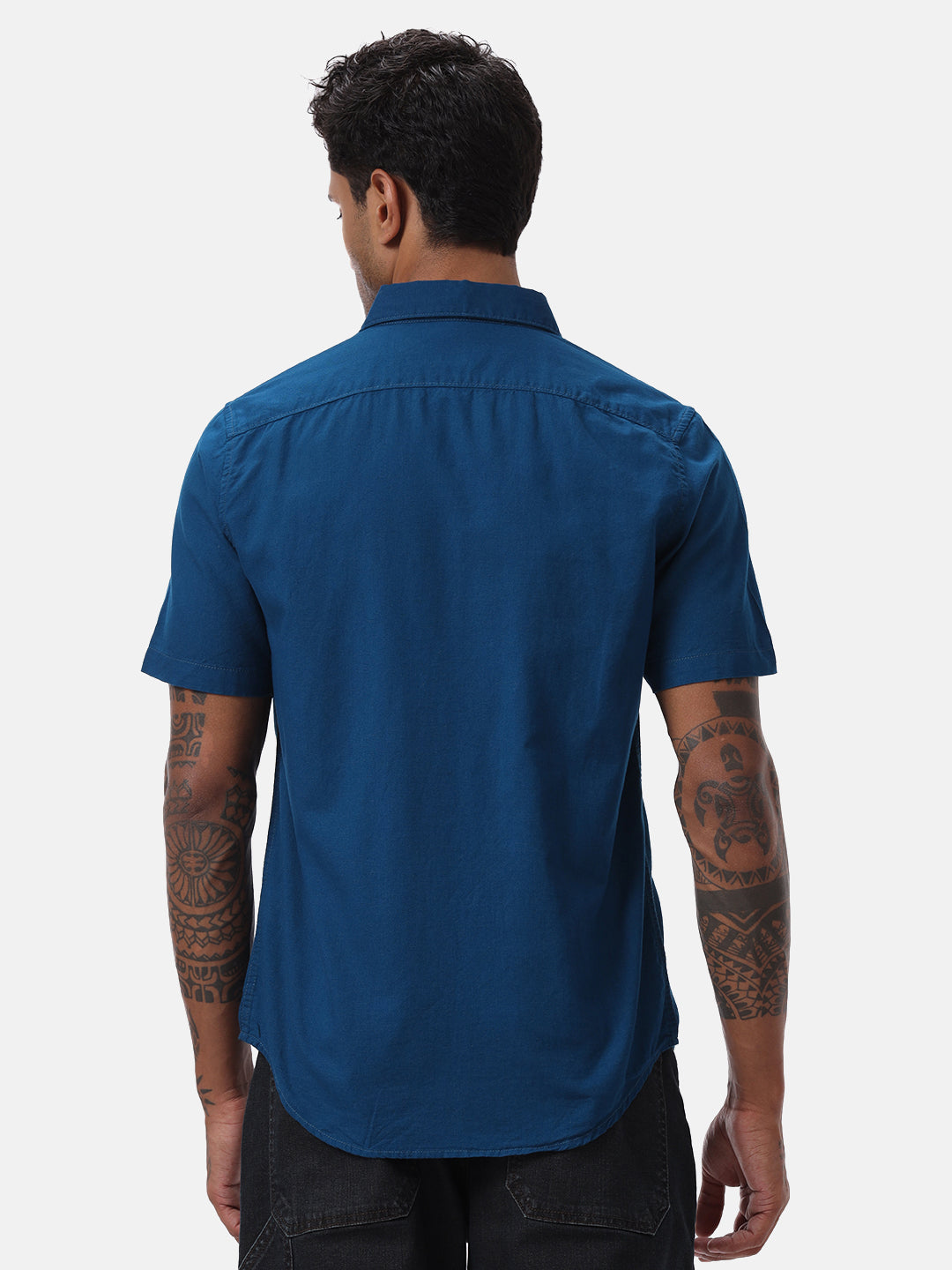 Teal Blue Half Sleeve Shirt