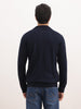 Solid Regular Fit Quater Zipper Textured Sweater | Blue