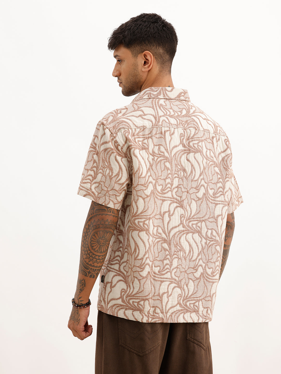 Classic Comfort Fit Jacquard Shirt | Brown