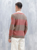 Men's Striped Polo Collar Sweater | Brown