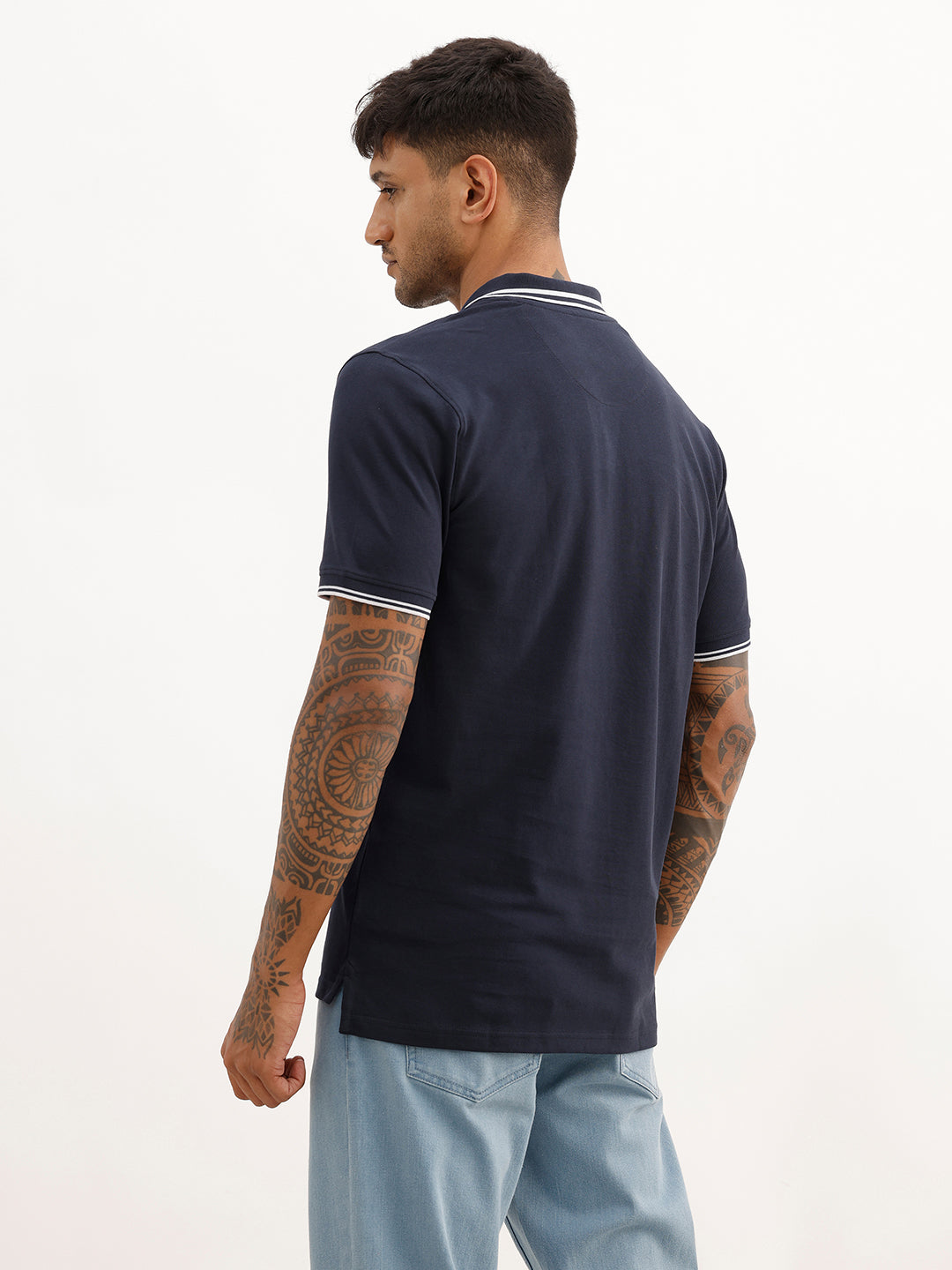 Slim Fit Tipping Collar Polo T-Shirt | Navy Blue | WWTS280F