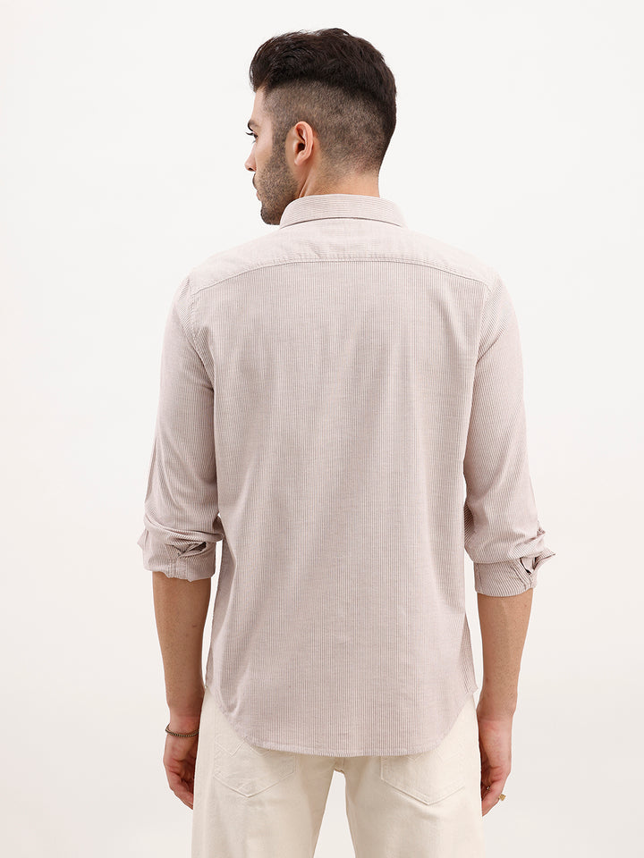 Slim Fit Striped Shirt | Brown