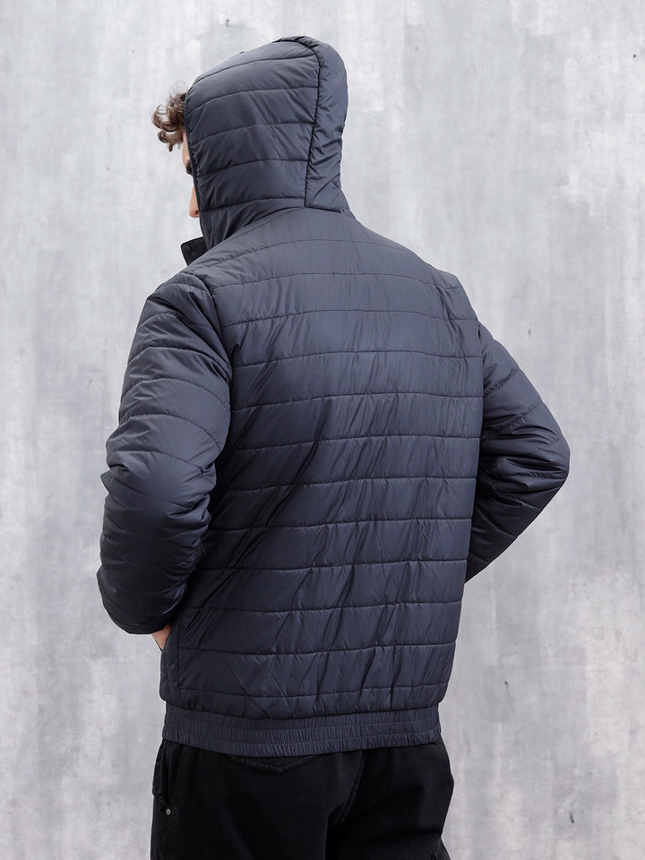 Casual Regular Fit Puffer Jacket | Black
