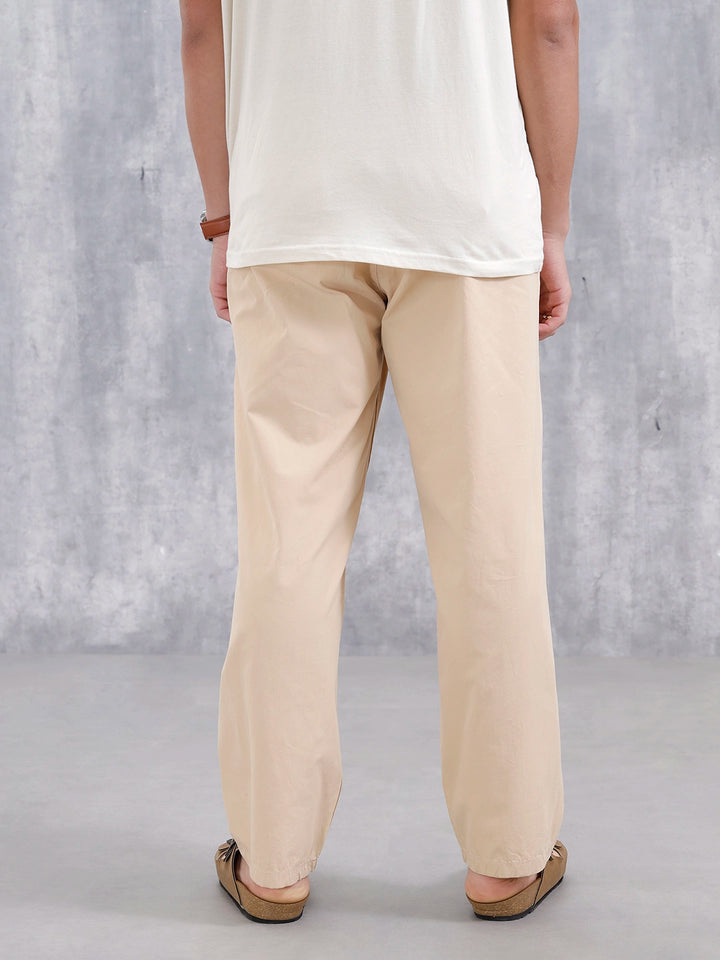 Men's Casual Loose Fit Tapered Trouser | Beige
