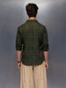 Men’s Dark Green Subtle Check Shirt | Olive