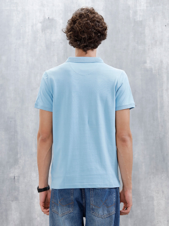 Minimalist Solid Polo Tee For Men | Light Blue