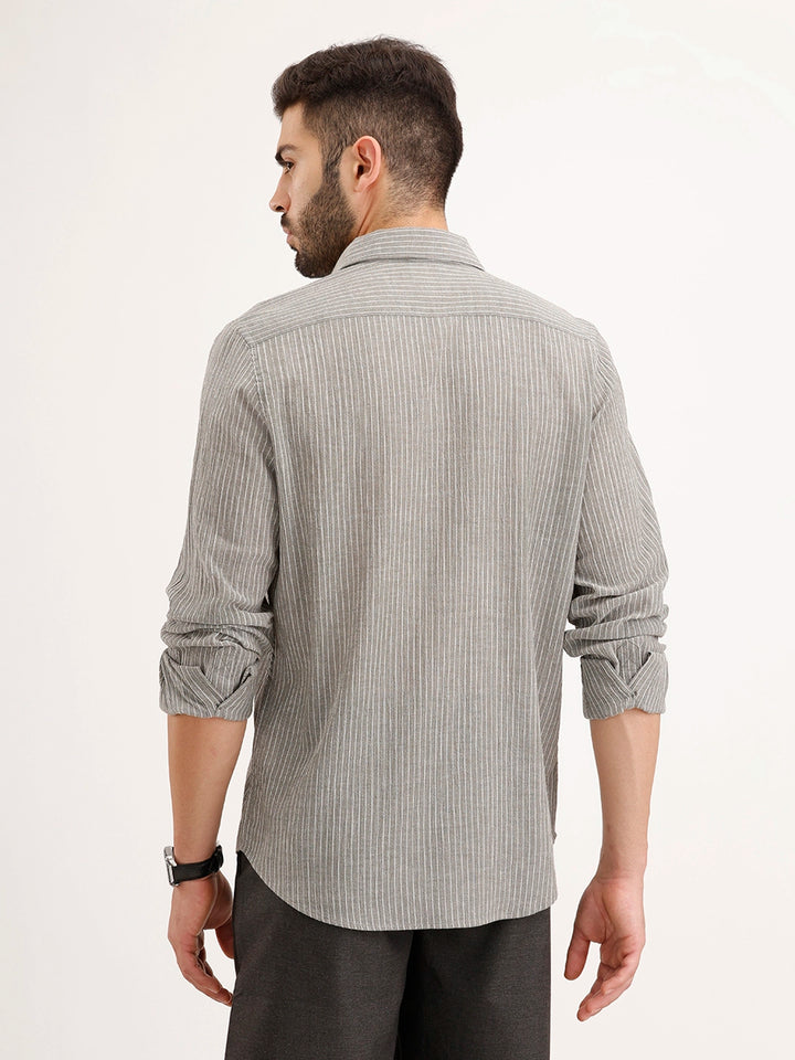 Slim Fit Striped Shirt | Grey