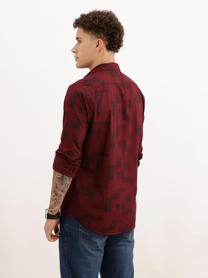 Classic Slim Fit AOP Shirt | Brown