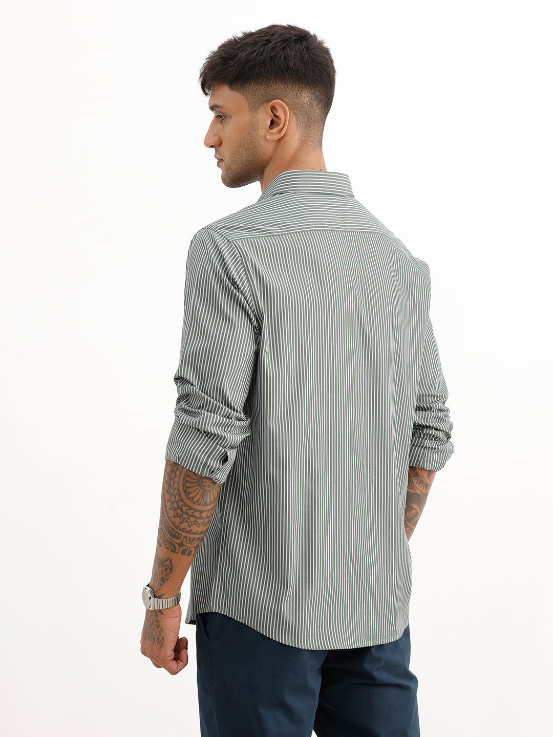 Classic Striped Full Sleeve Shirt | Green