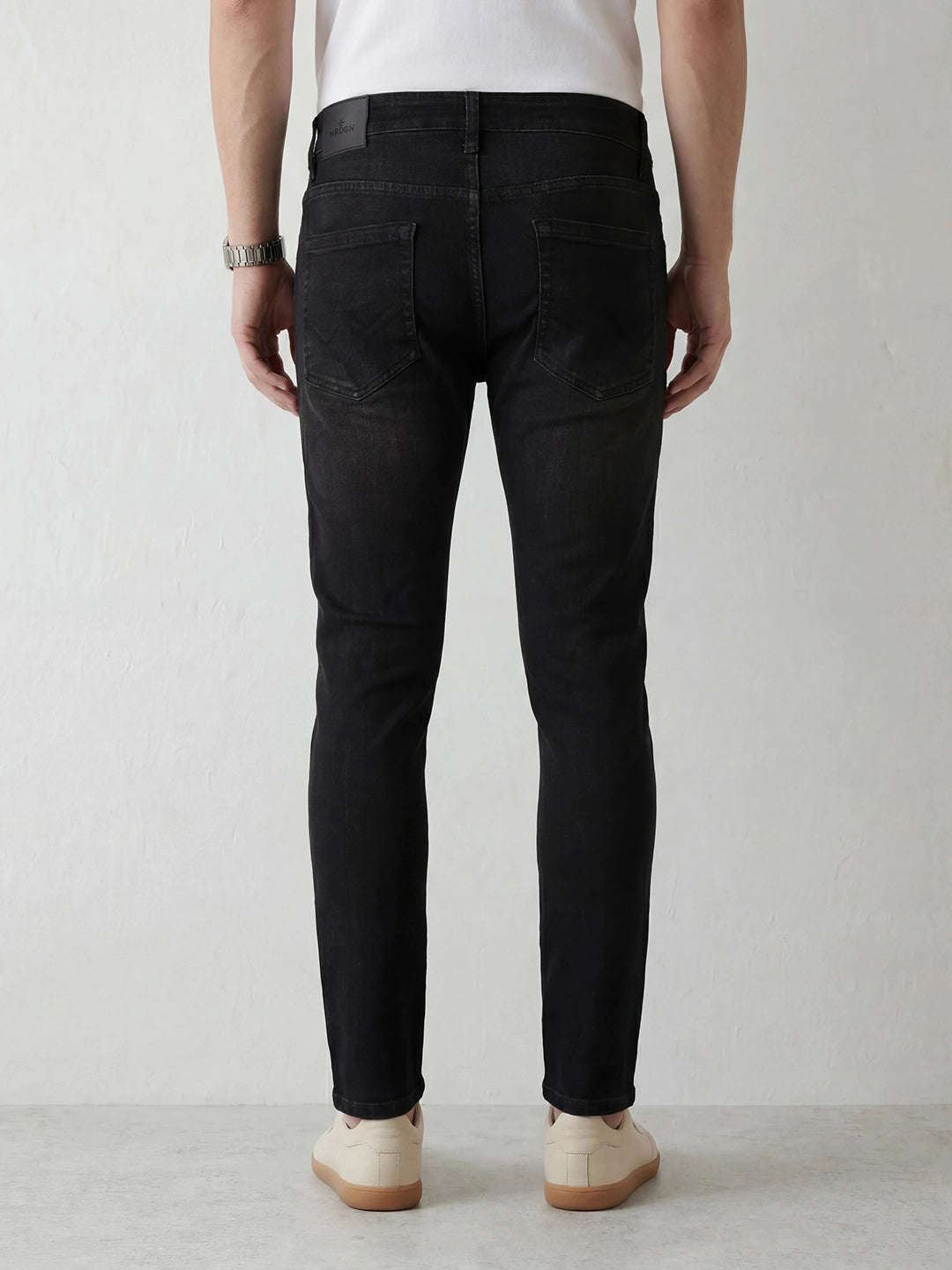 Solid Skinny Crop Denim Jeans | Black