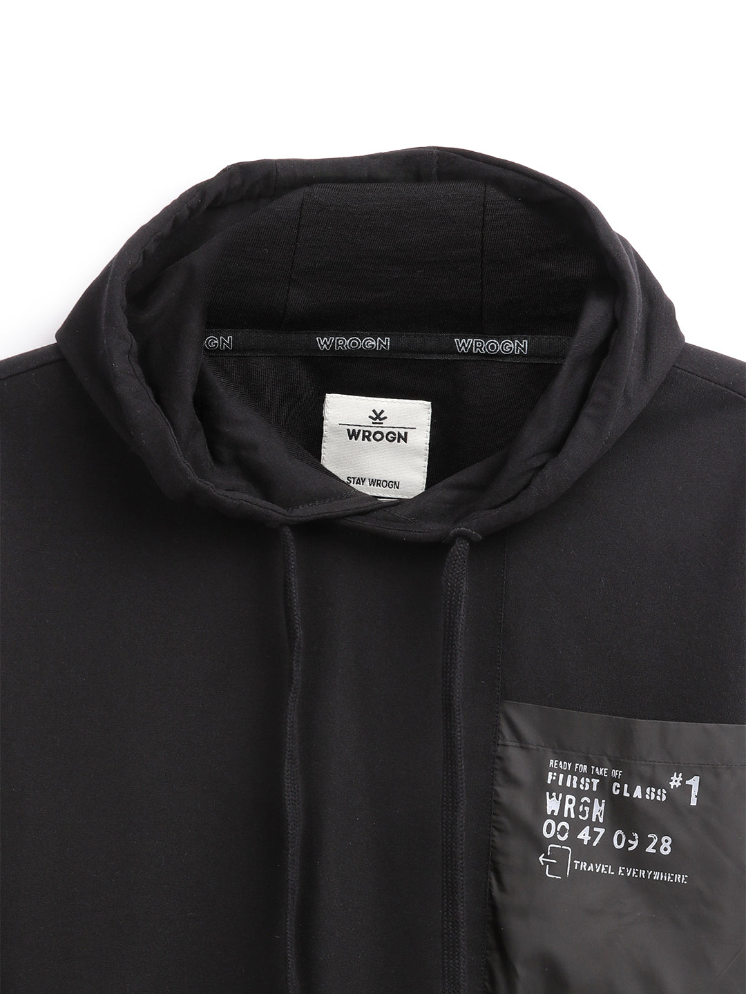 Black Print Hooded Oversized T-Shirt