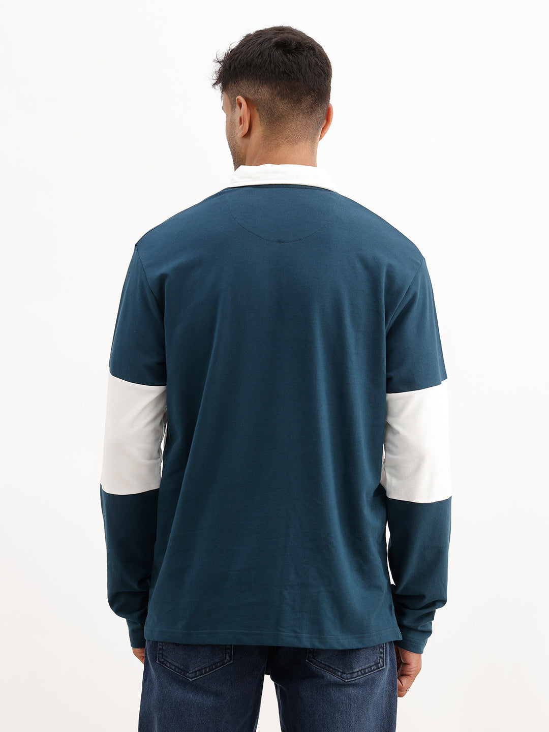 Comfort Fit Cut & Sew Full Sleeve Polo T-Shirt | Teal