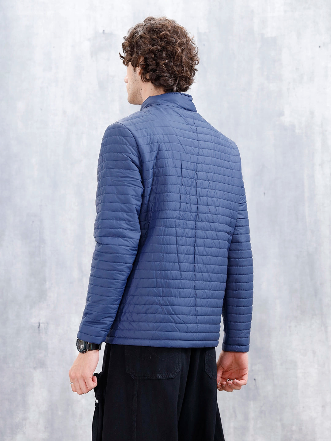 Men's Casual Regualr Fit Puffer Jacket  | Navy Blue