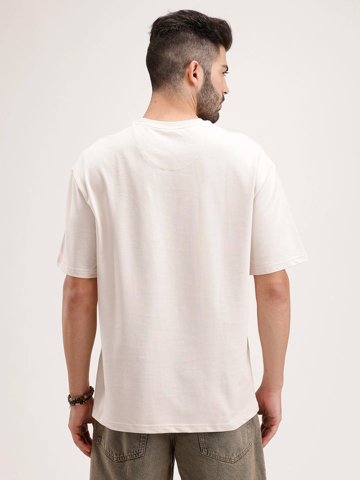 Oversized Placement Printed T-Shirt | Beige