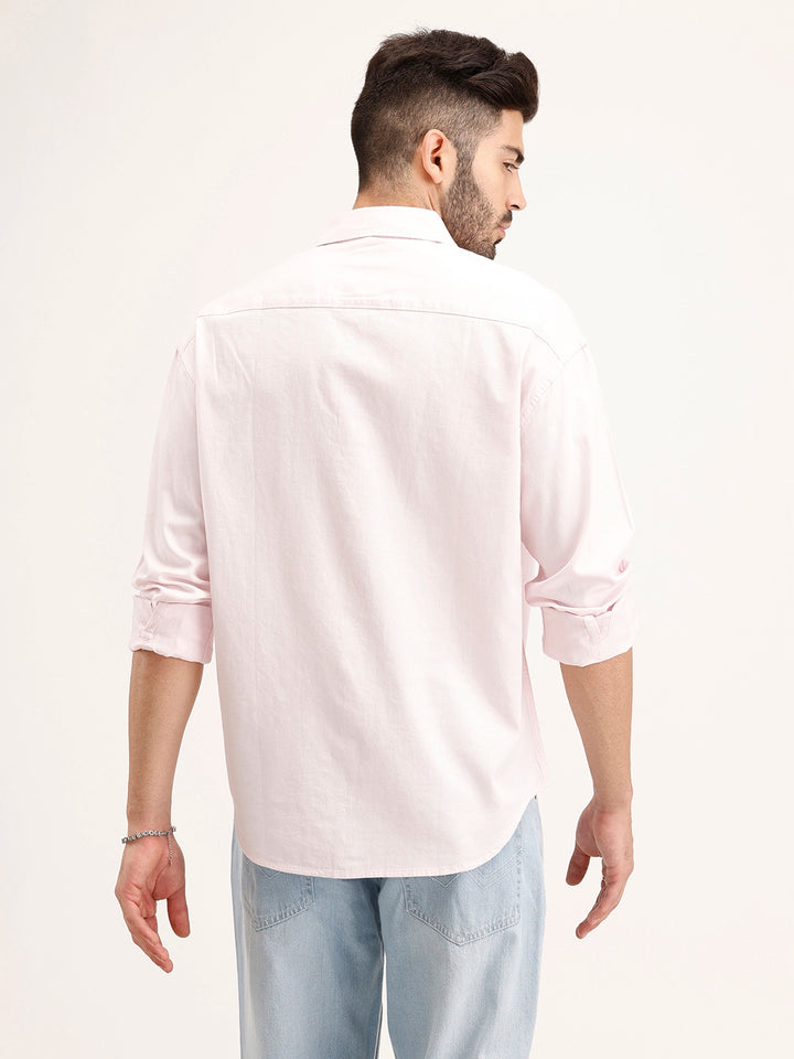 Solid Double Pocket Shirt | Pink