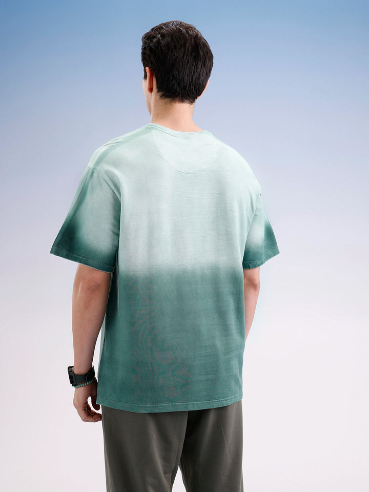 Oversized Gradient Printed T-Shirt  | Green