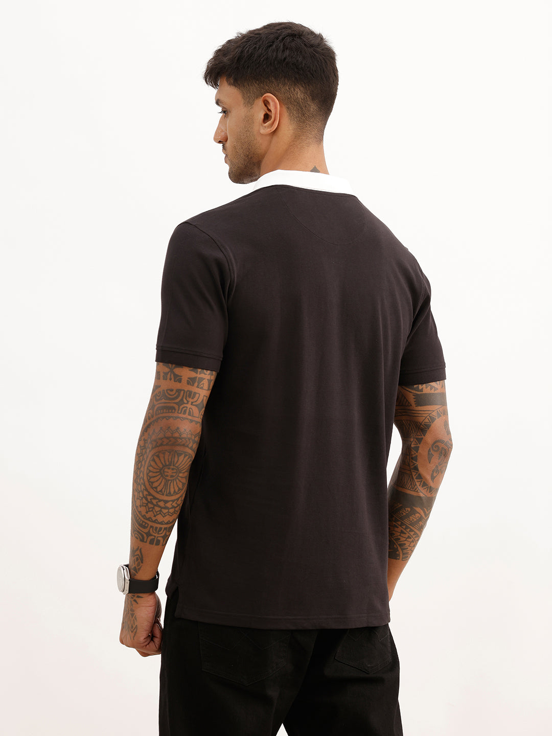 Solid Contrast Collar Polo T-Shirt | Beige | WWTS272F