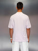 Men's oversize polo tshirt with contrast collar & graphic chest print | Pink