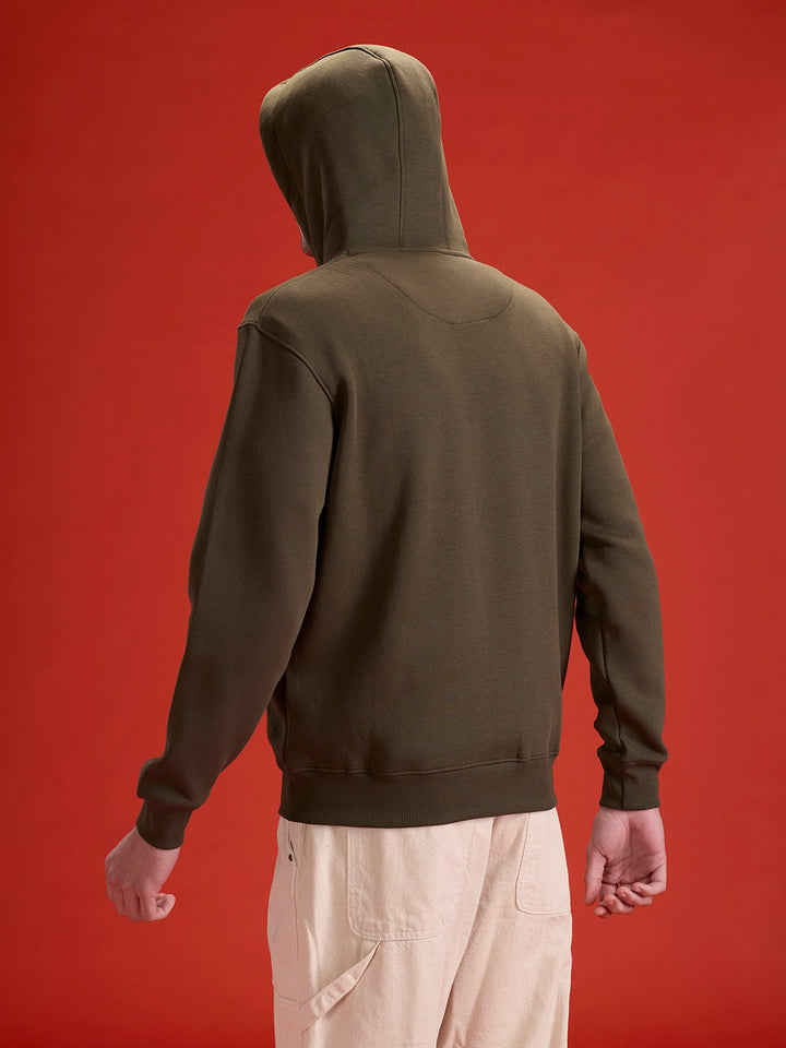 Men’s Solid Zip-Up Hoodie Sweatshirt | Olive