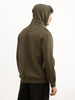 Solid Comfort Fit Flock Printed Hooded Sweatshirt | Olive