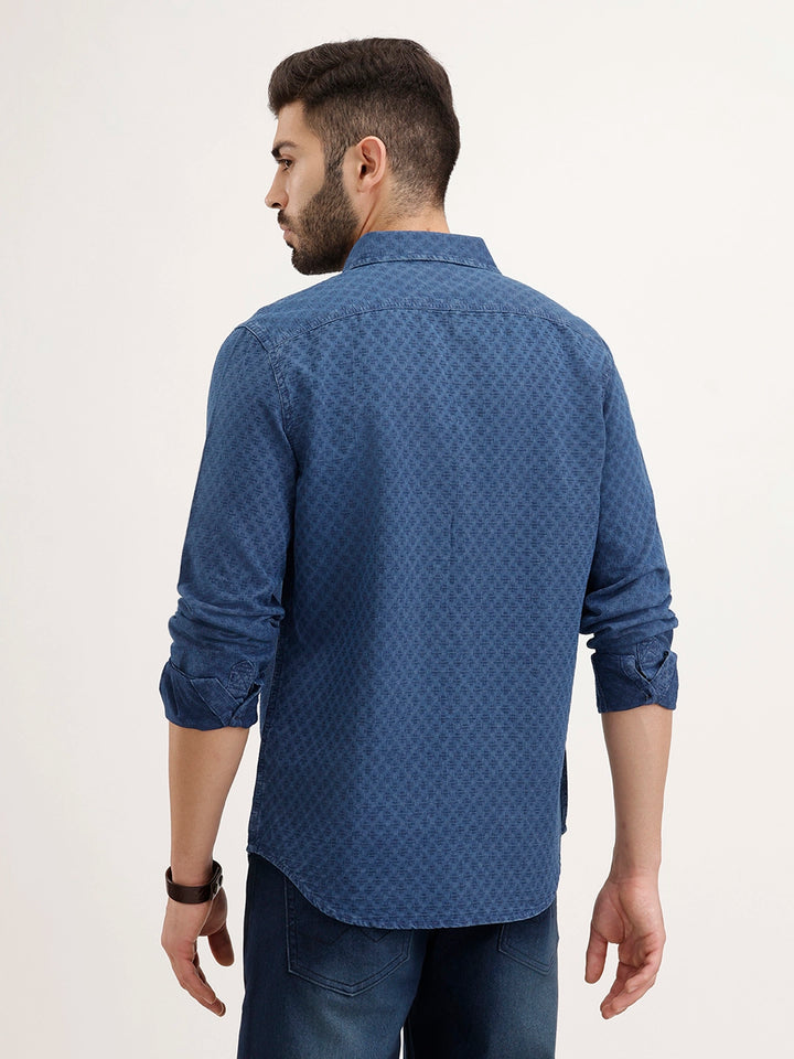 Slim Fit Textured Shirt |Blue