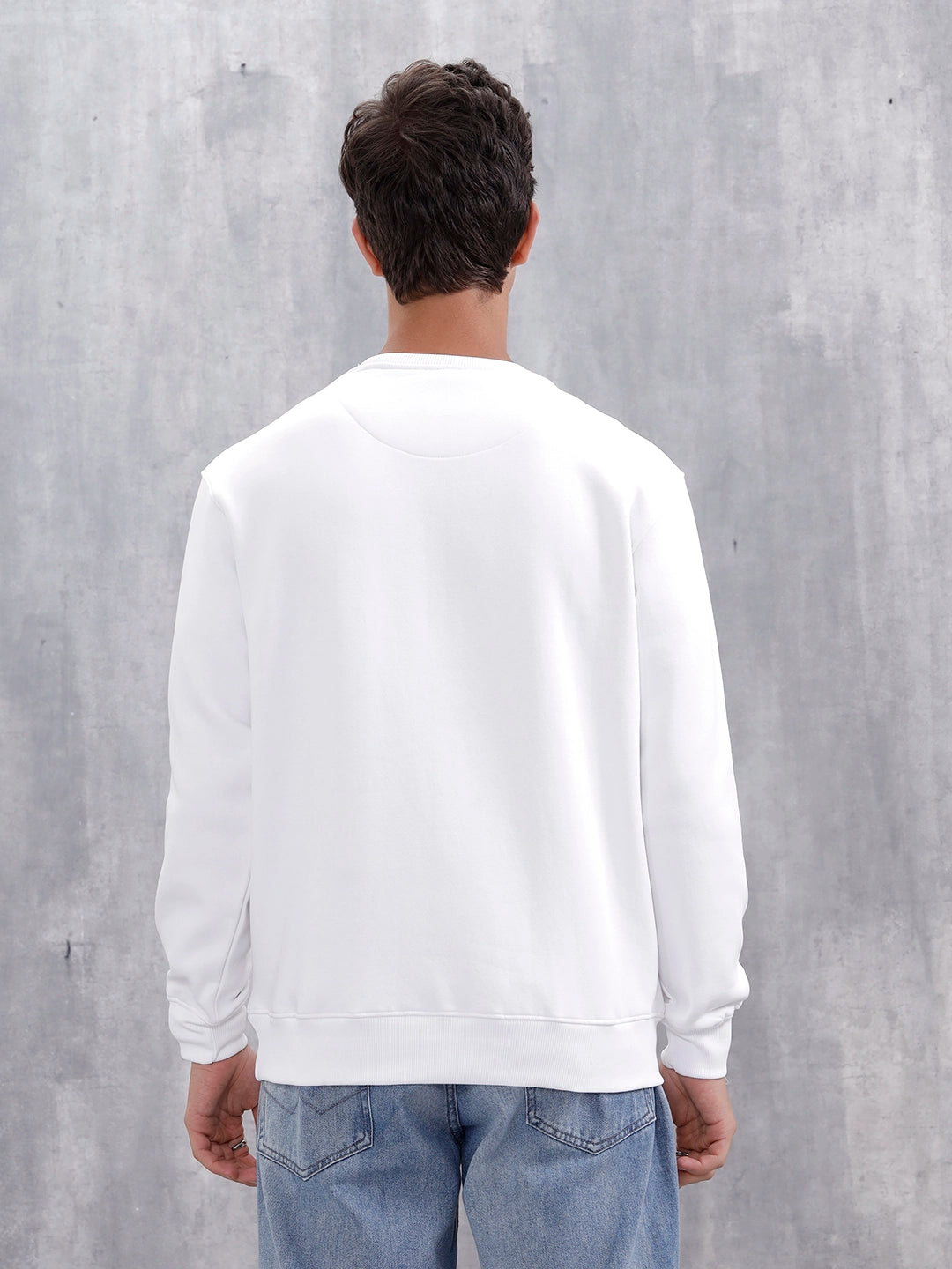 Wrogn Graphic Printed Comfort Fit Sweatshirt | Ecru Melange