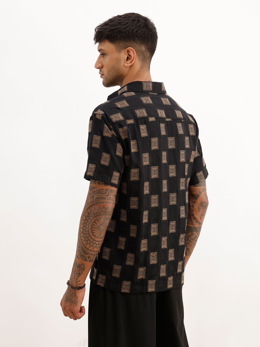 Classic Comfort Fit Jacquard Shirt | Black