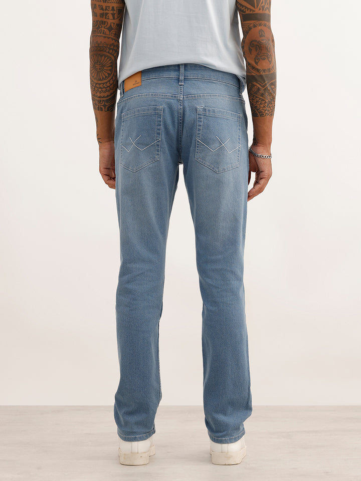 Slim Fit Faded Denim Jeans | Light Blue