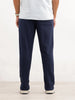 Solid Regular Fit Printed Jogger | Navy Blue