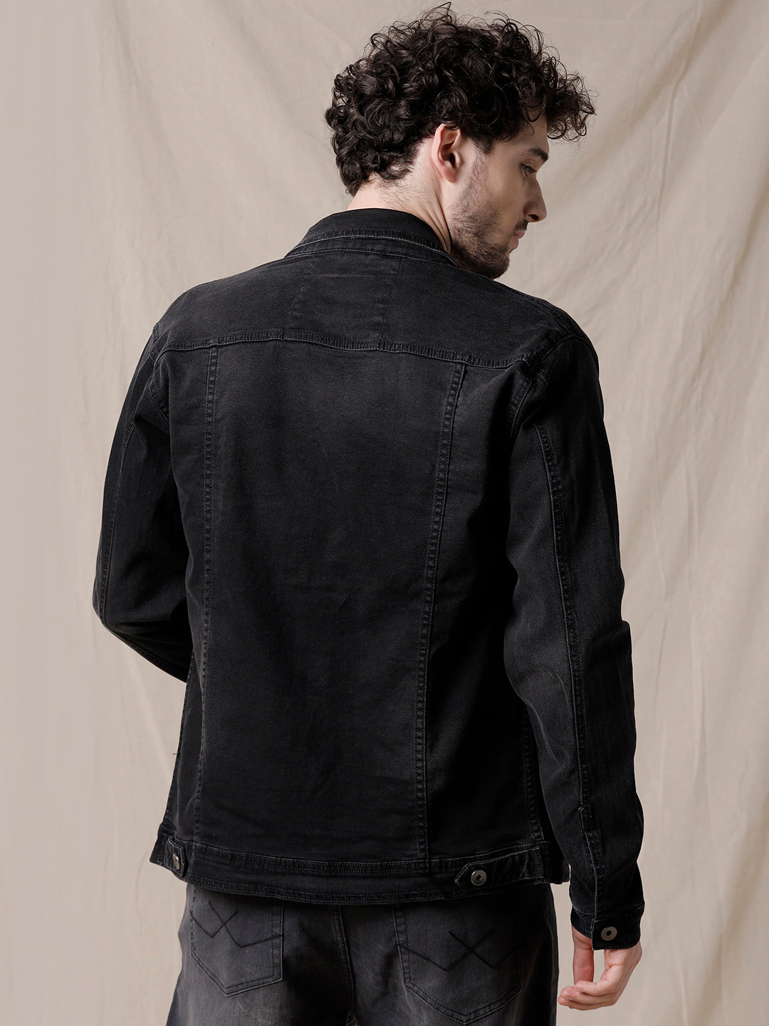 Classic Solid Black Denim Jacket