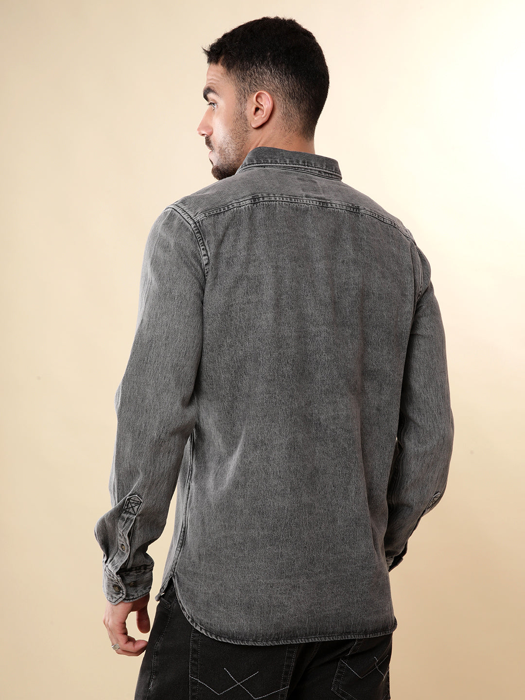 Washed Grey Classic Denim Shirt