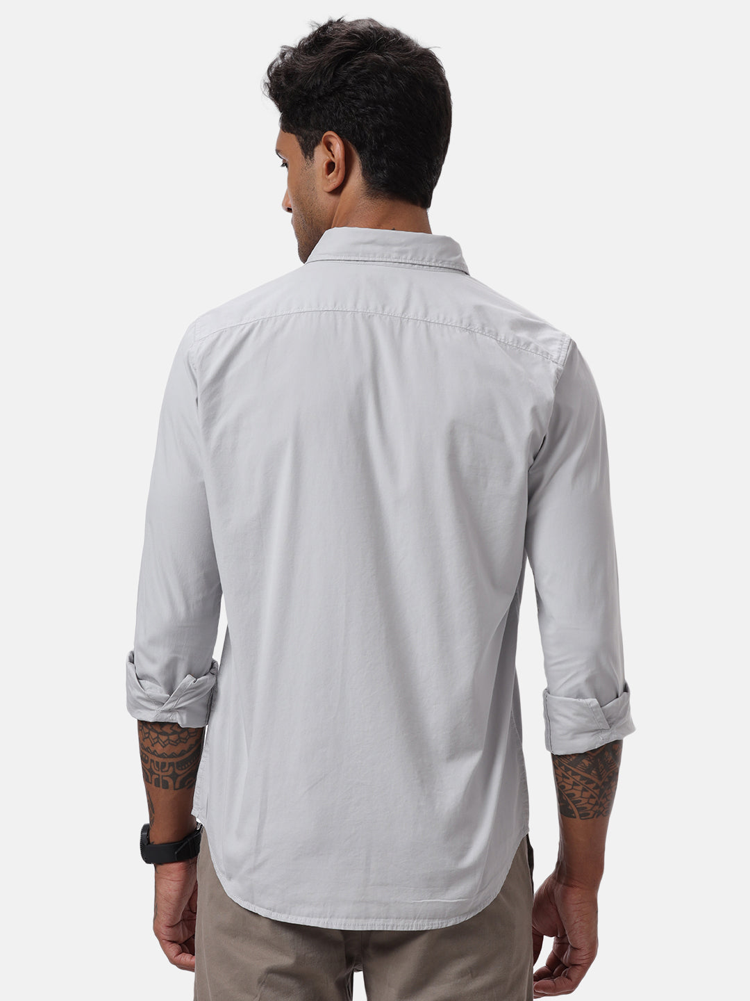 Grey Poplin Casual Shirt