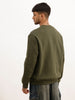 Comfort Fit Embroidered Patch Detail Sweatshirt | Olive