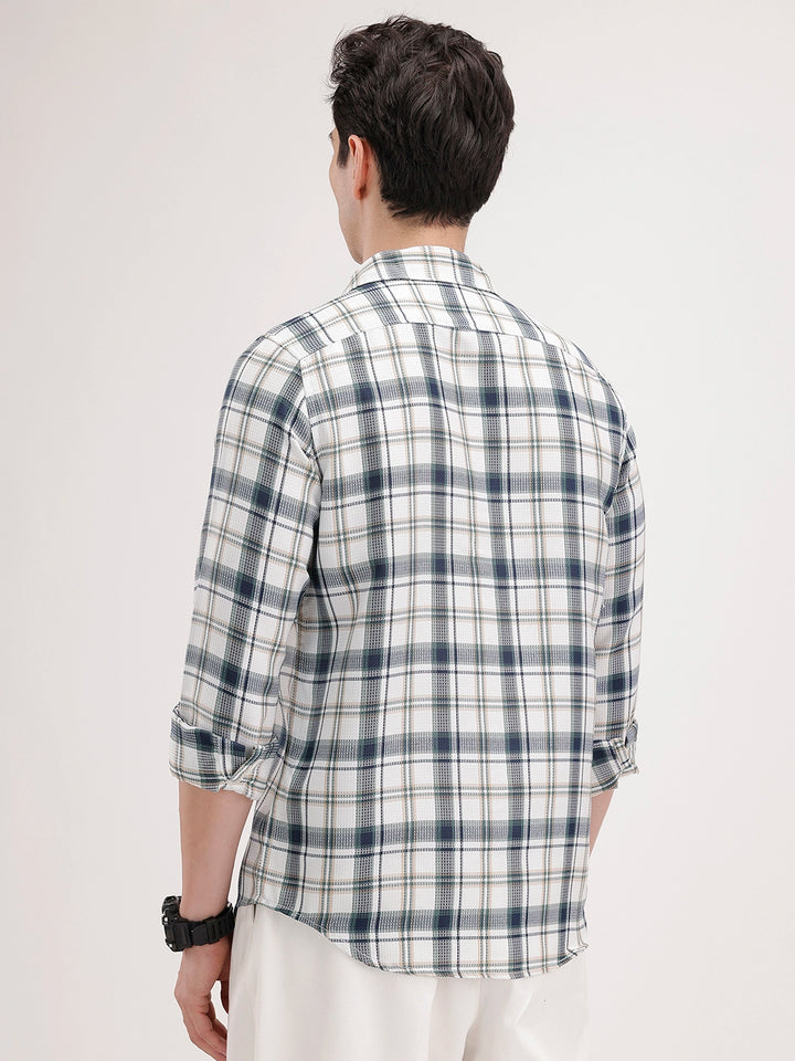 Regular Fit Checkered Shirt | White