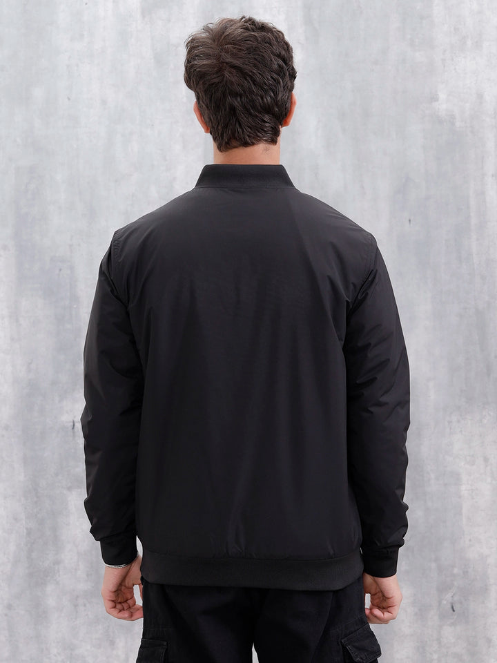 Men's Casual Solid Bomber Jacket | Black