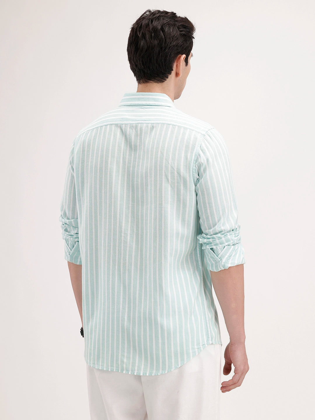 Slim Fit Striped Shirt | Green