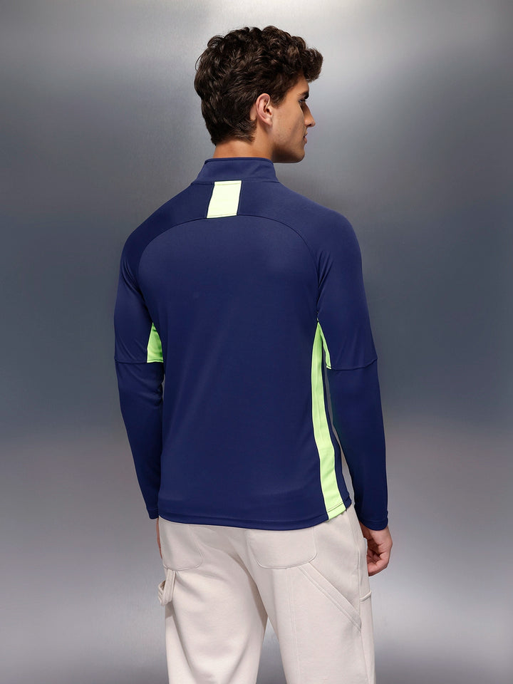 Wrogn Active Zippered T-shirt   |  Navy Blue