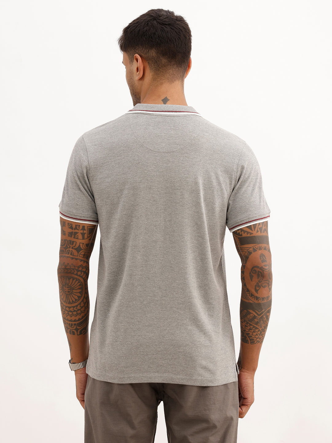 Tiping Collar 100% Cotton Polo T-Shirt | Grey | WWTS246F