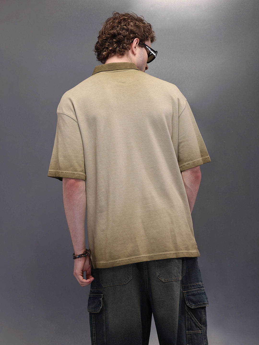 Pure Cotton Oversized Polo T-Shirt | Khaki