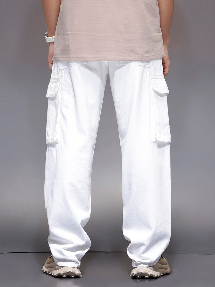 Men’s functional pocket loose fit cargo | White