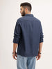 Oversized Solid Double Pocket Shirt | Blue