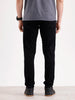 Solid Slim Tapered Denim Jeans  | Black